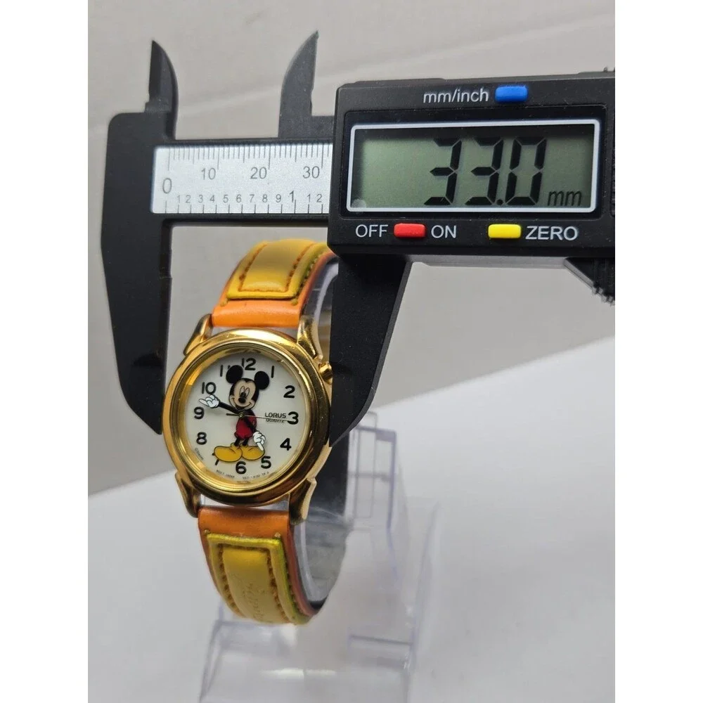 Vtg 1990s Lorus Disney Mickey Mouse Instalite Gold Tone Quartz Watch New Battery